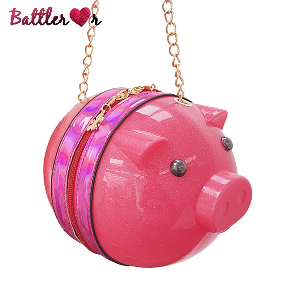 Circular Pig Shoulder Bag 3D Crossbody Women's Handbag