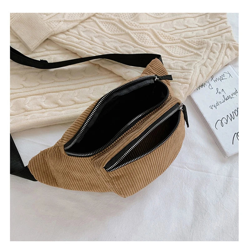 Corduroy Waist Bag for Women Chest Bag Sport Travel