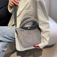 Corduroy Women'S Bucket Bag Soft Handbags Totes Crossbody Shoulder Bags