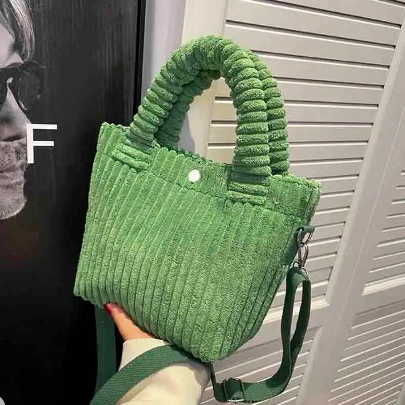 Corduroy Women'S Bucket Bag Soft Handbags Totes Crossbody Shoulder Bags