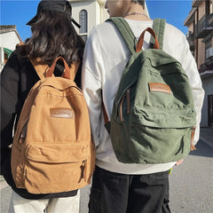 Couples College Student Backpack Ins Girl Boy Canvas Green Laptop