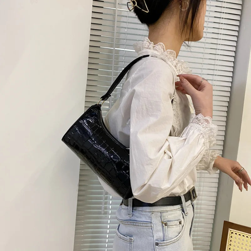 Crocodile Print Shoulder Bag Purse Handbag for Women