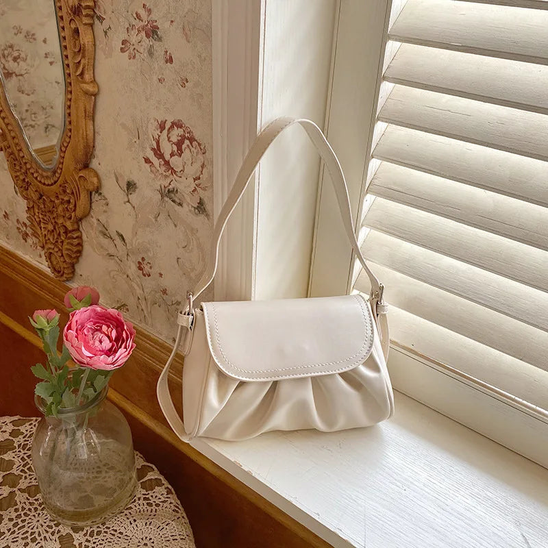 Small Cloud Handbag for Women Soft Waxy Bag