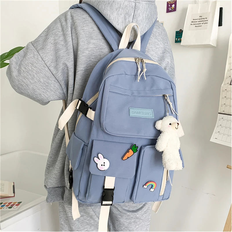 Bear Girl Backpack Waterproof Women Shoulder Schoolbag For Teenage