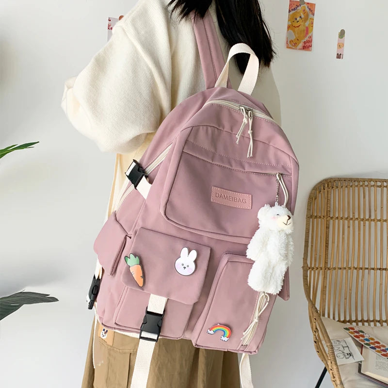 Bear Girl Backpack Waterproof Women Shoulder Schoolbag For Teenage