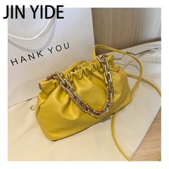 Pleated Shoulder Bag with Clutch Chains and Dumpling Clip