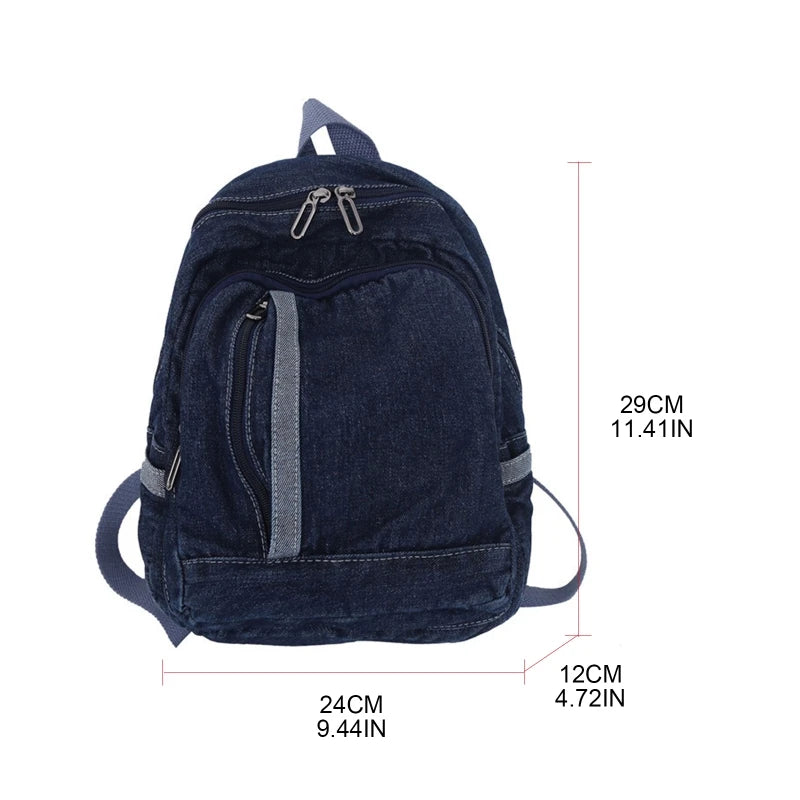Denim Canvas Women Backpack High Capacity Teenage Girls Female Rucksack