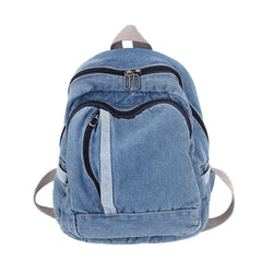 Denim Canvas Women Backpack High Capacity Teenage Girls Female Rucksack