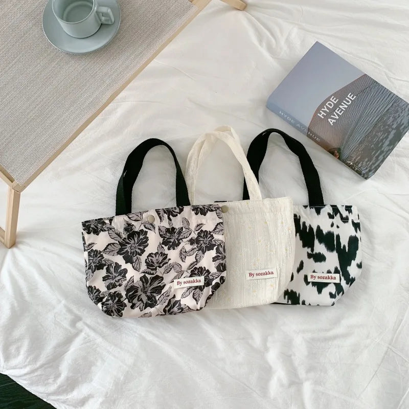 Girls Print Cotton Storage Bag Women Portable Soft Pouch