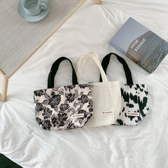 Girls Print Cotton Storage Bag Women Portable Soft Pouch