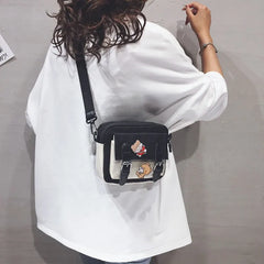 Anime Shoulder Bag Cartoon Casual Canvas Messenger Bag for Women