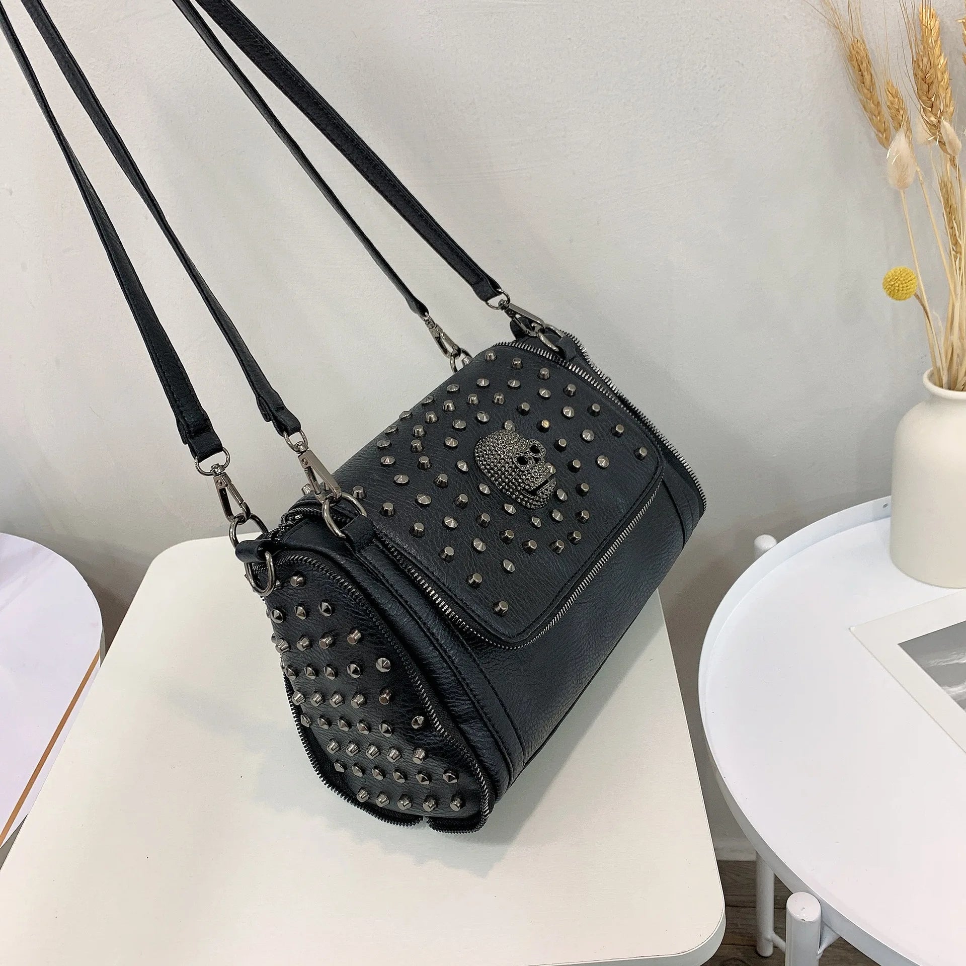 Women Shoulder Bag Punk Skull Tote Purse Top-handle Purses