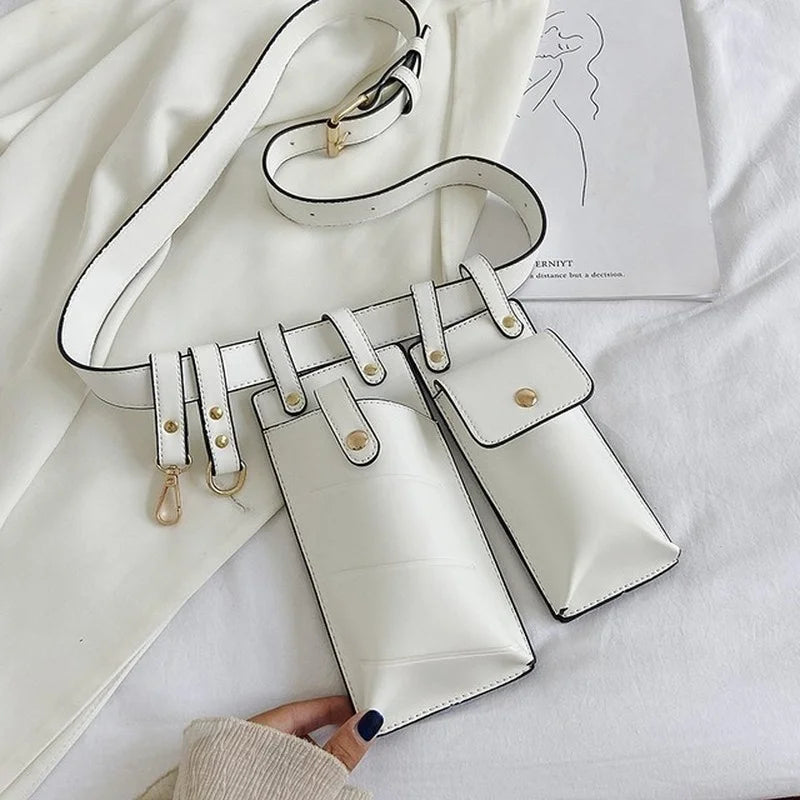 Small PU Leather Belt Bag Women Shoulder Bag Messenger Bag