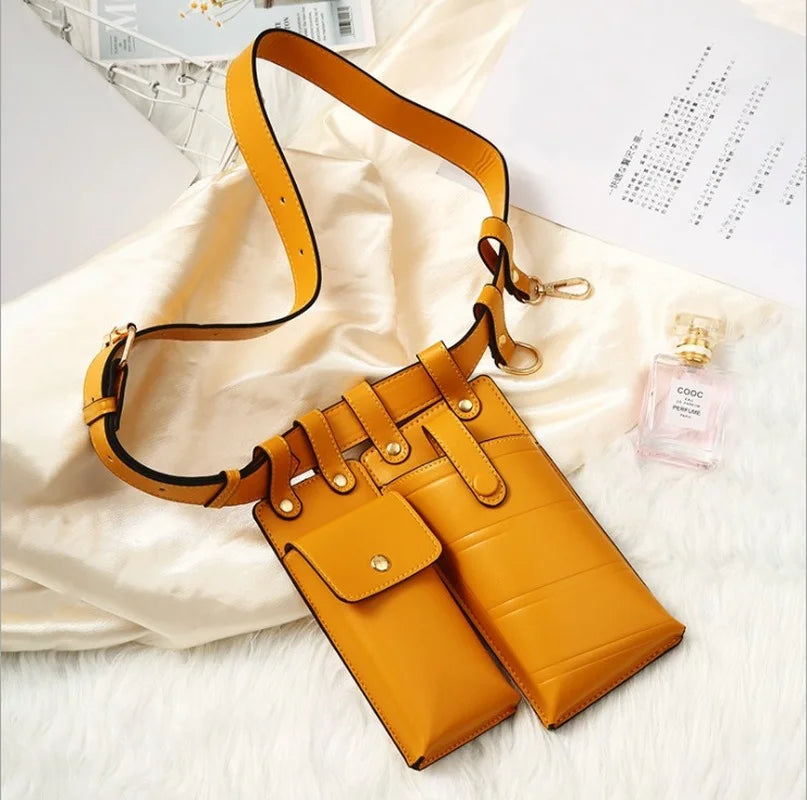 Small PU Leather Belt Bag Women Shoulder Bag Messenger Bag