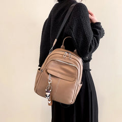 Women Leather Backpack Soft Solid Multi-Function Small Backpack Female Ladies Sh