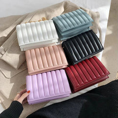 Pleated Crossbody Bags for Women Chain Hand Bag PU Leather
