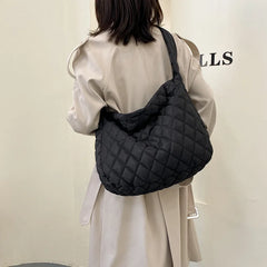 Winter Women Large Puffy Shoulder Bag Crossbody Purse Down Padded Tote Bag