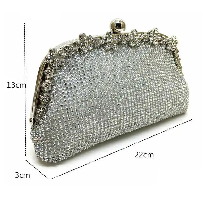 Diamonds Chain Evening Bag Silver Wedding Bags For Bride Women