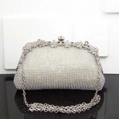 Diamonds Chain Evening Bag Silver Wedding Bags For Bride Women
