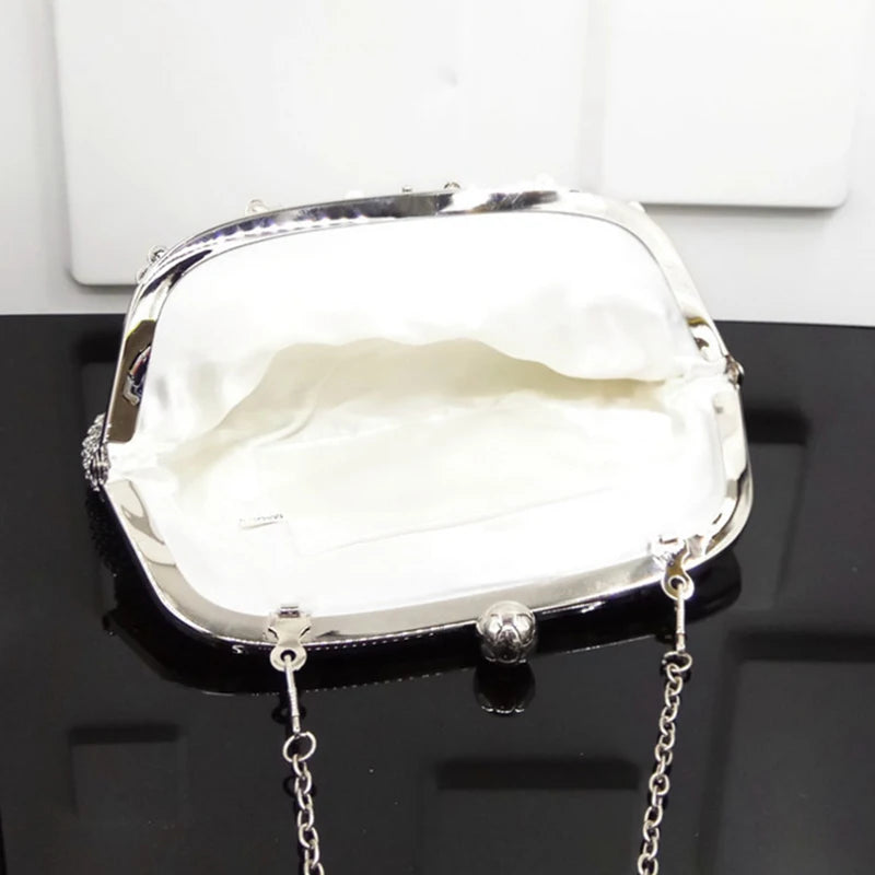 Diamonds Chain Evening Bag Silver Wedding Bags For Bride Women