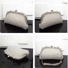 Diamonds Chain Evening Bag Silver Wedding Bags For Bride Women