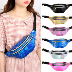 Glitter Waist Pack Double-Zip Fanny Pack Women Hip Purse Satchel