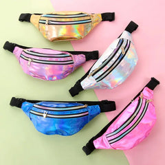 Glitter Waist Pack Double-Zip Fanny Pack Women Hip Purse Satchel