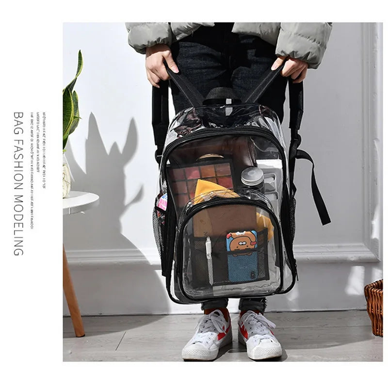 Eco-Friendly Transparent Backpack Storage Large Capacity PVC Unisex