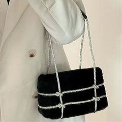 Plush Diamond Shoulder Bag for Women