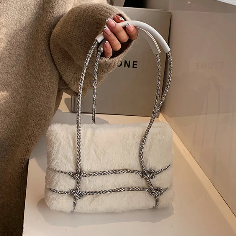 Plush Diamond Shoulder Bag for Women