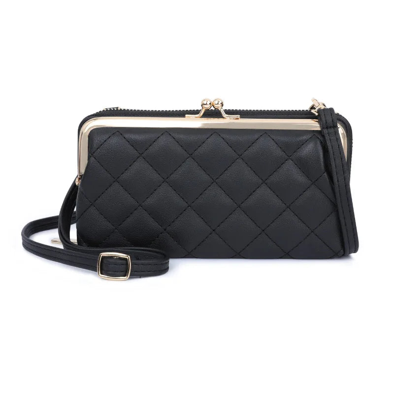 Embroidery Thread Phone Pocket Shoulder Bag Of Leather Crossbody Bags For Women