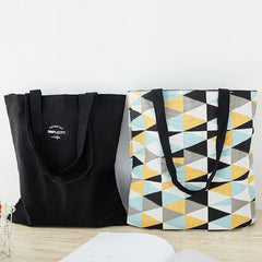 Double-Sided Cotton Linen Handbag Shopper Bag Reusable Grocery Bag