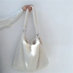 Plush Cross Shoulder Bag Large Capacity Lamb Hair Armpit Bag
