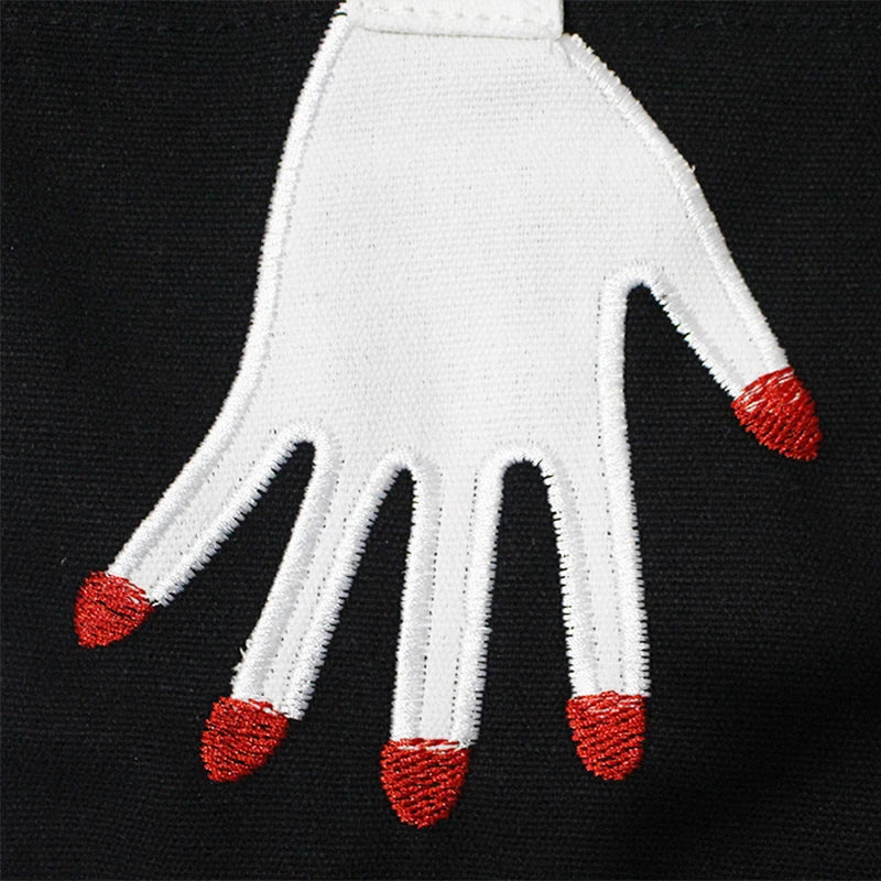 3D Hands Embroidery Canvas Tote Bag Harajuku Shoulder Bag