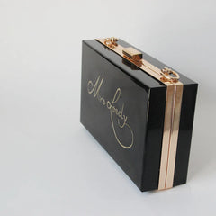 Vintage Solid Frame Evening Bag Letter Clutch Purse