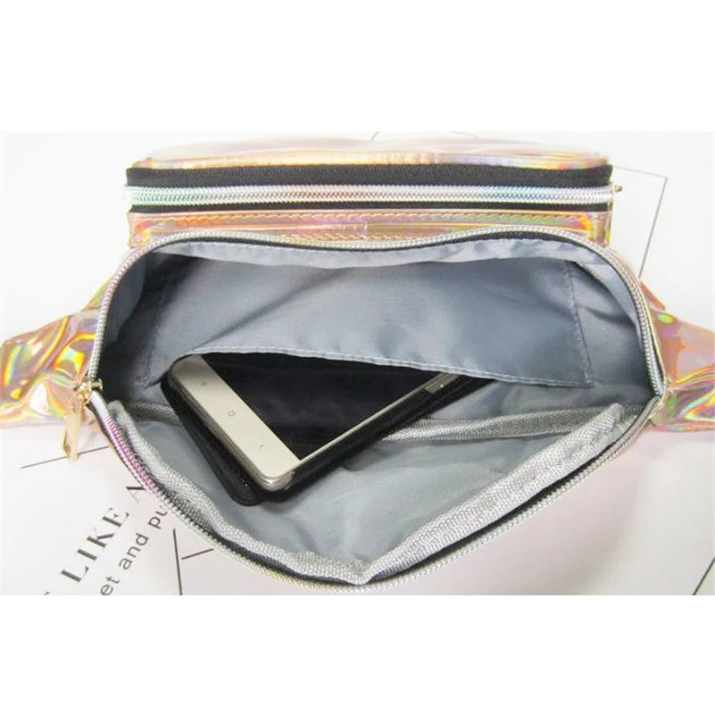 Reflective Laser Pocket Women Messenger Bags Multicolor Waist Bags