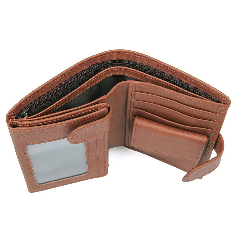 Men's Cow Leather Short Wallet High Quality Cash Purse