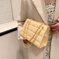 Plaid Crossbody Bag Chain Strap Square Handbag