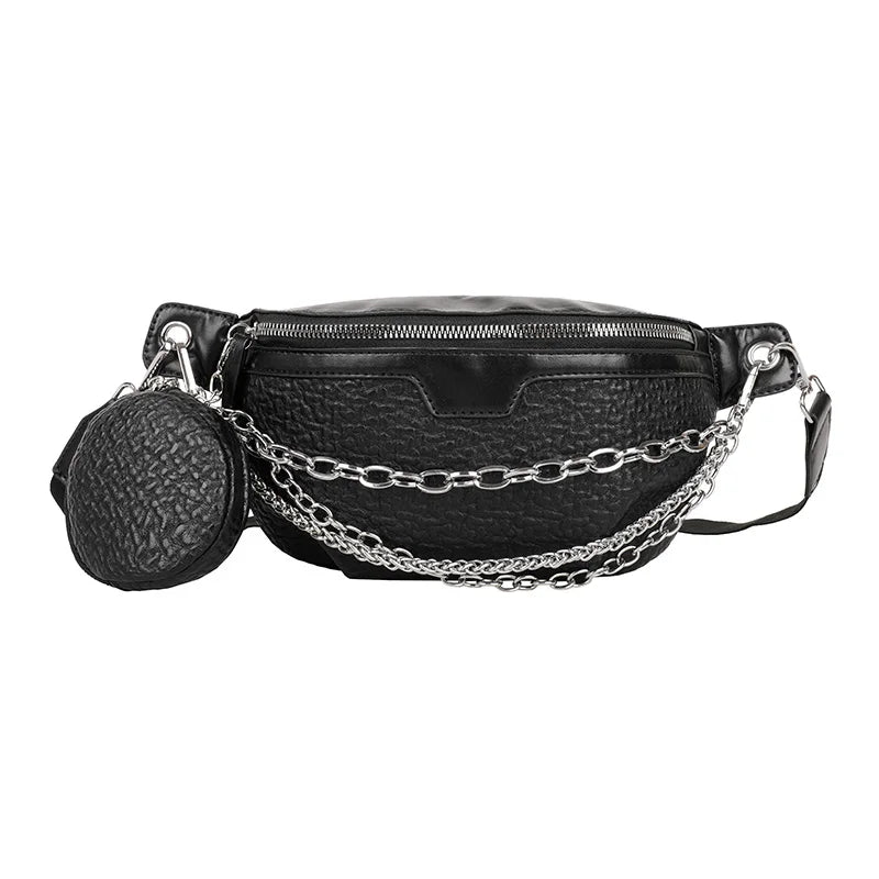 Chain Women Waist Bag PU Leather Chain Belt Bags Fanny Pack