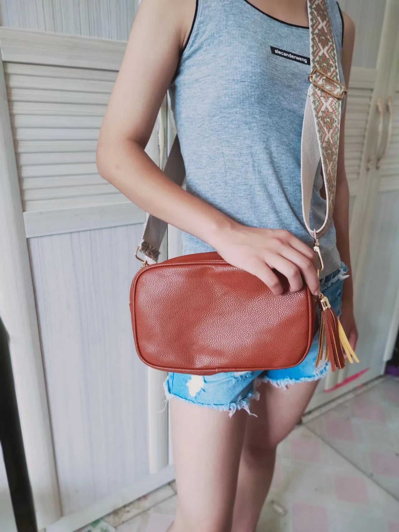 Cowhide Crossbody Cell Phone Shoulder Bag Leather Messenger Bags