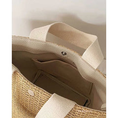 Straw Woven Handbag Women Beach Tote Retro Shoulder Bag
