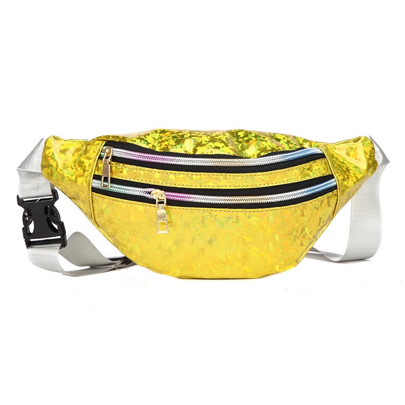 Hologram Waist Bag Laser PU Beach Travel Banana Hip Bum Zip Women Purse