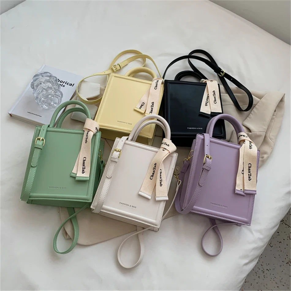 Women's Small Totes Bag PU Leather Short Handle Crossbody Handbag