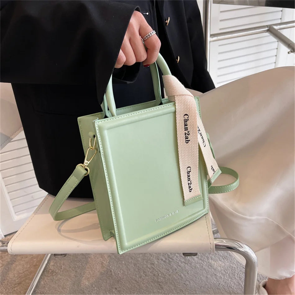 Women's Small Totes Bag PU Leather Short Handle Crossbody Handbag