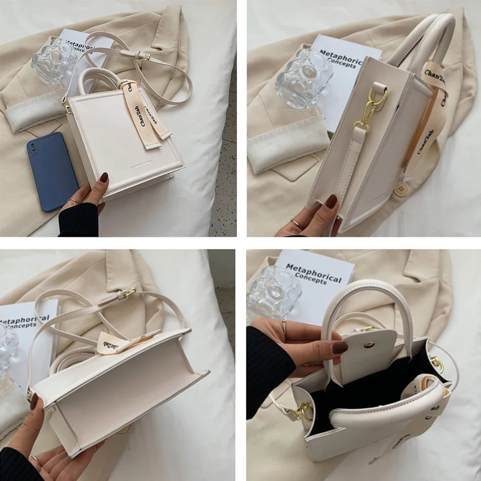 Women's Small Totes Bag PU Leather Short Handle Crossbody Handbag
