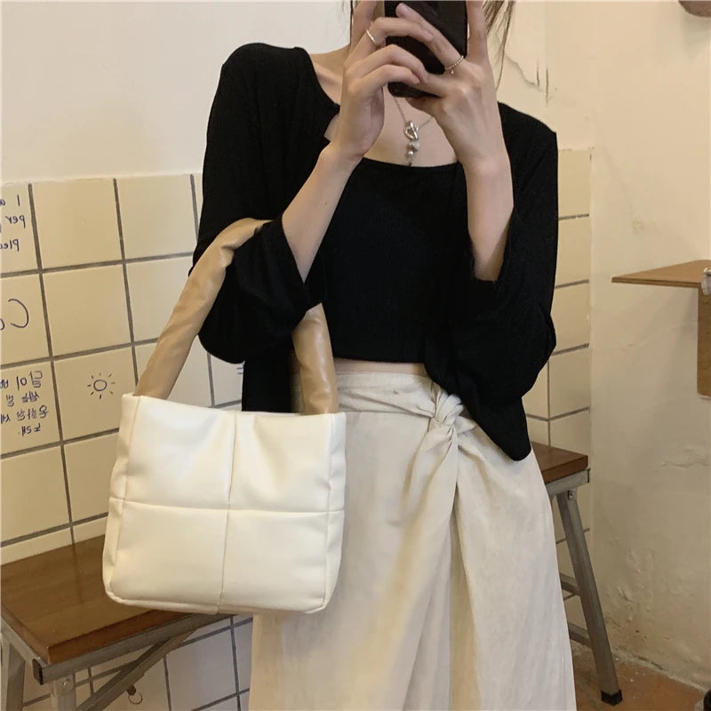 Women's Soft PU Leather Tote Bag - Small Hobos Handbag