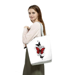 Floral Women Handbags Red Rose Musical Note Print Tote Graphic Shoulder Bag