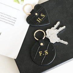 Initial Letters Leather Keychain For Women Key Ring Chain Female Keyring