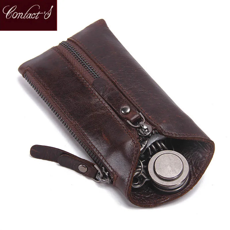 Leather Women Key Wallet Keychain Covers Zipper Key Case Bag