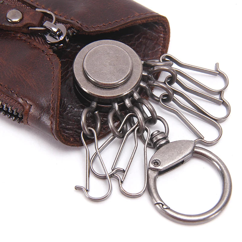 Leather Women Key Wallet Keychain Covers Zipper Key Case Bag